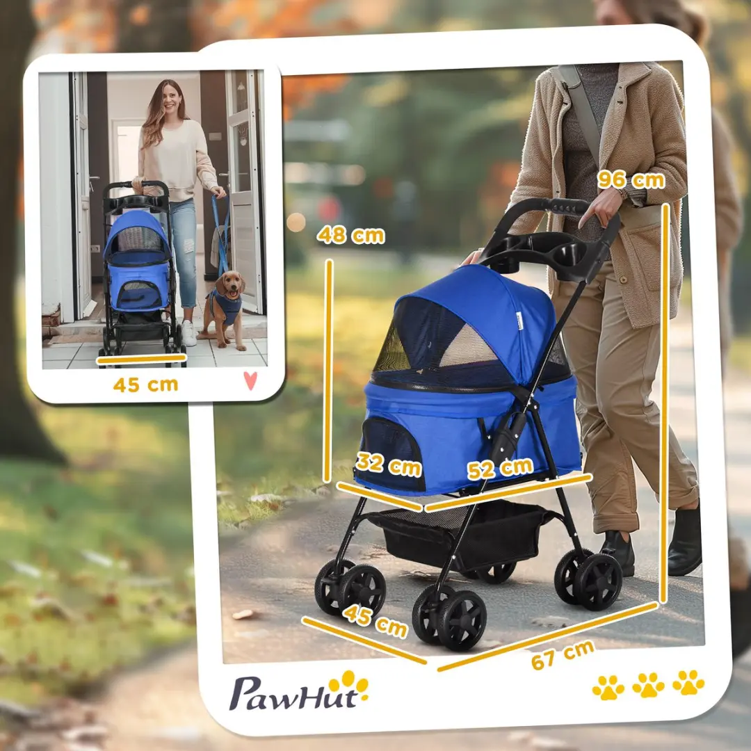 Pawhut Huisdierenbuggy - Blauw