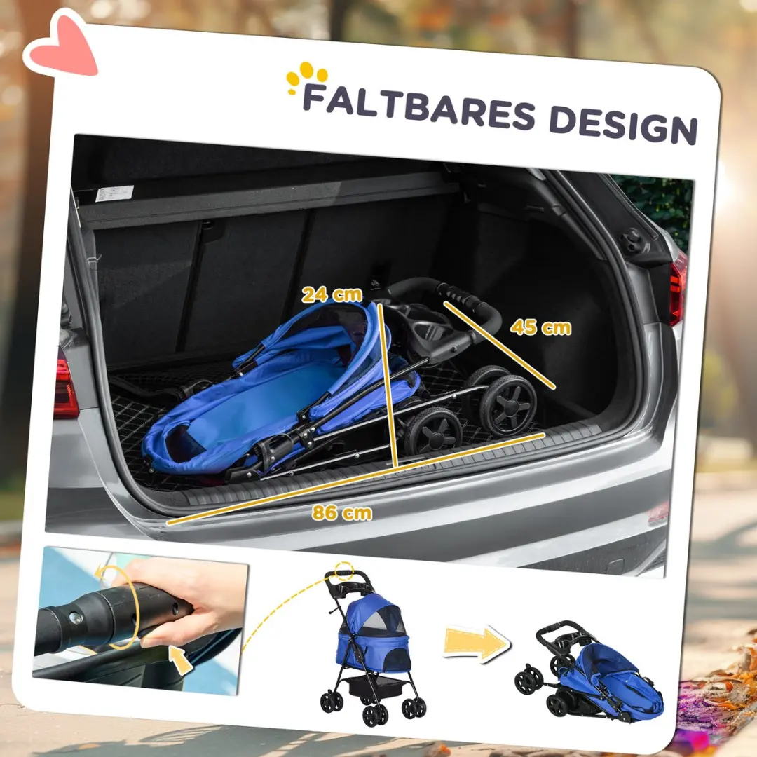 Pawhut Huisdierenbuggy - Blauw