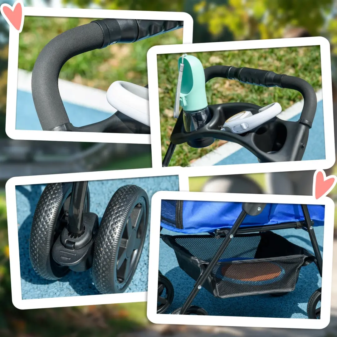 Pawhut Huisdierenbuggy - Blauw