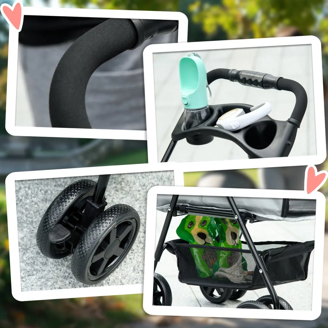 Pawhut Huisdierenbuggy - Grijs
