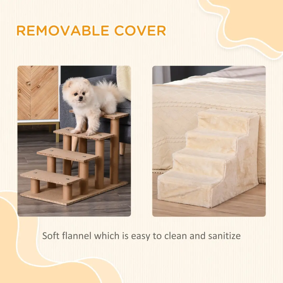 Pawhut Huisdierentrap 4 treden - Beige