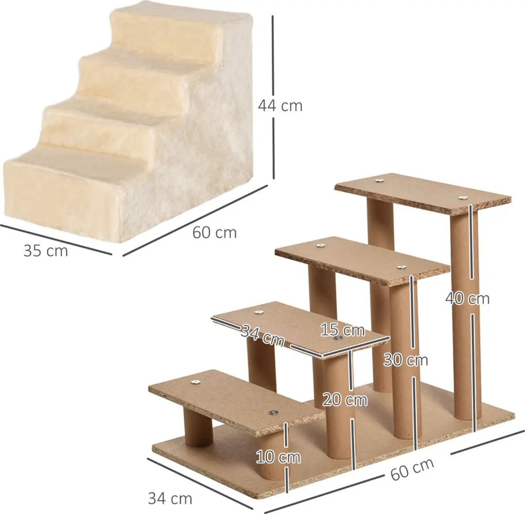 Pawhut Huisdierentrap 4 treden - Beige