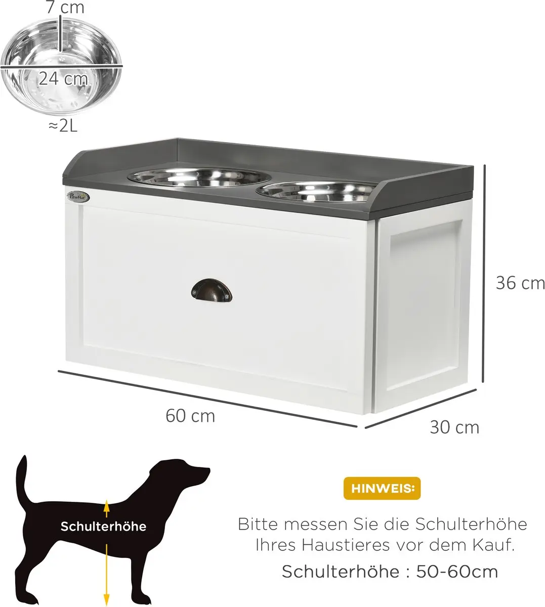 Pawhut Futterstation D08-041V00 - 24cm - Wit - afbeelding 6 van 6