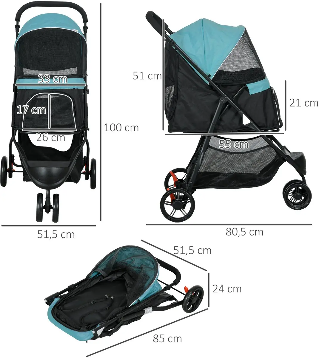 Pawhut 2-in-1 Hondenbuggy Dunkelgrün - tot 10 kg