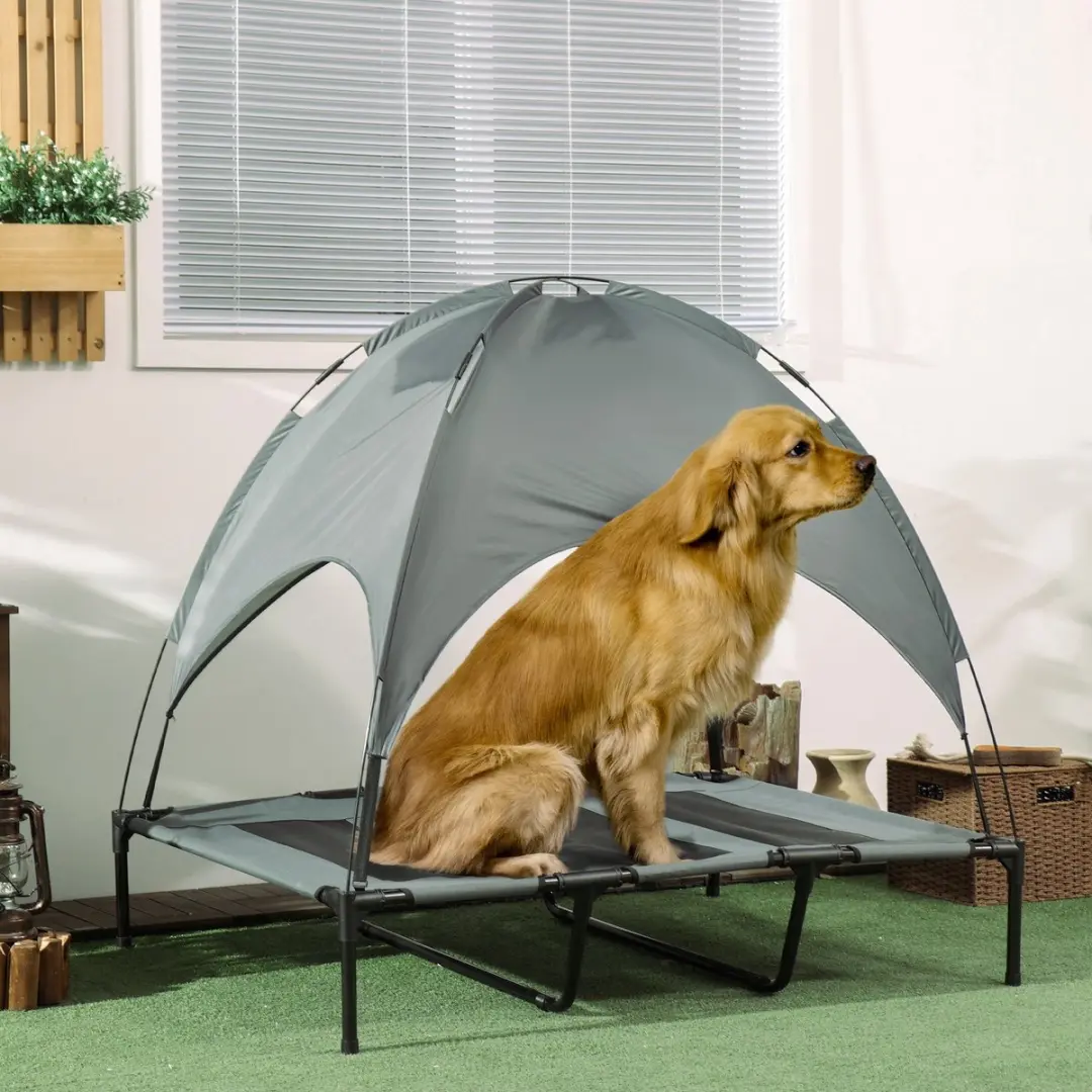 Pawhut Hondenbed met Dak - Grijs