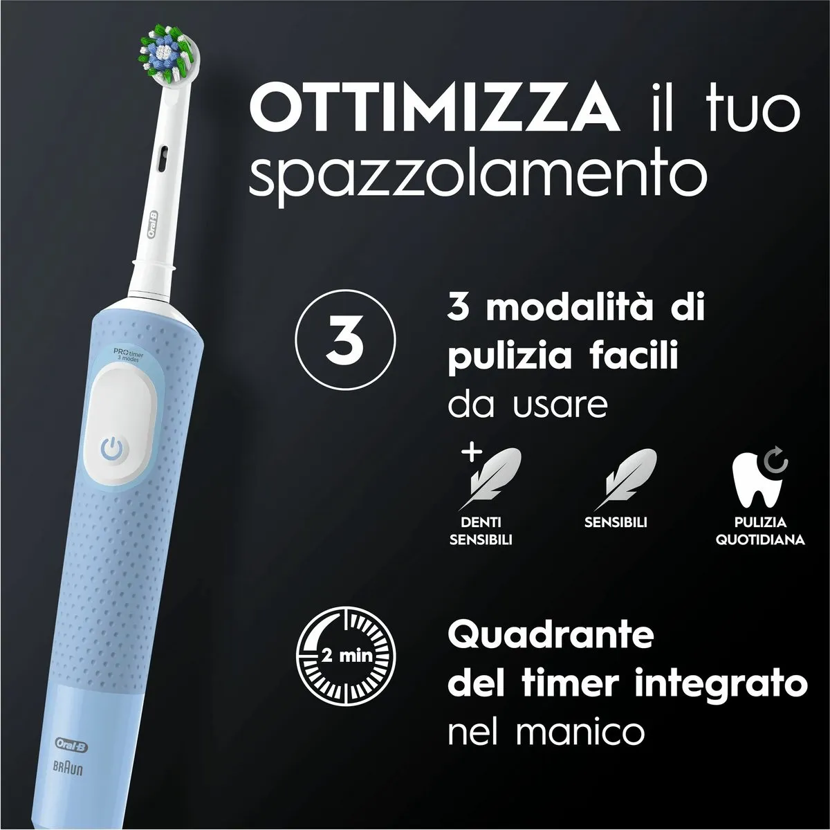 Oral-B Vitality Pro D103 Elektrische Tandenborstel - 2 Stuks Blauw/Zwart