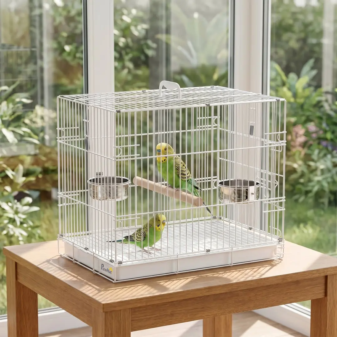 Pawhut Vogelkooi Tafelmodel Wit - 49x31x40cm