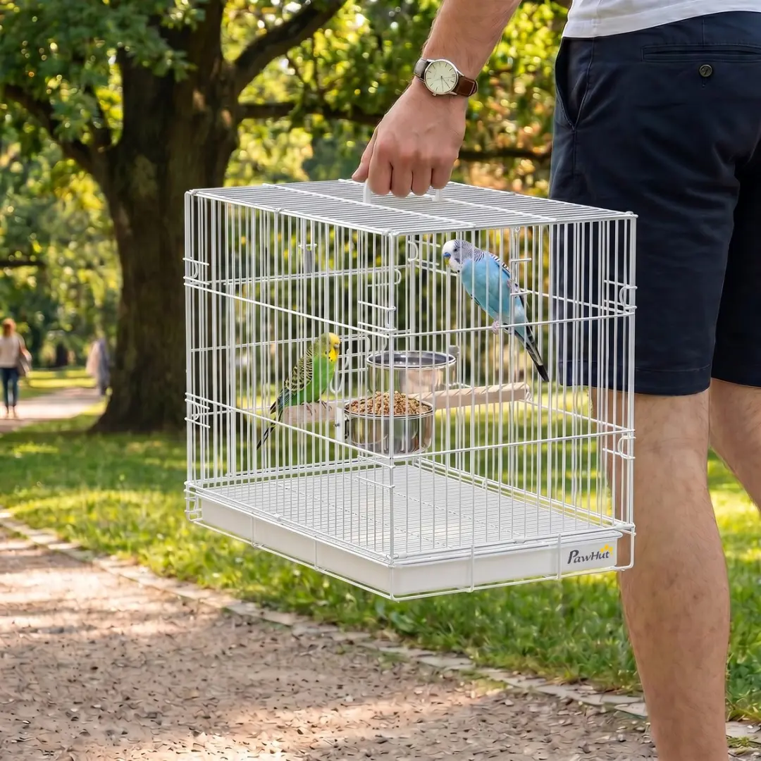 Pawhut Vogelkooi Tafelmodel Wit - 49x31x40cm