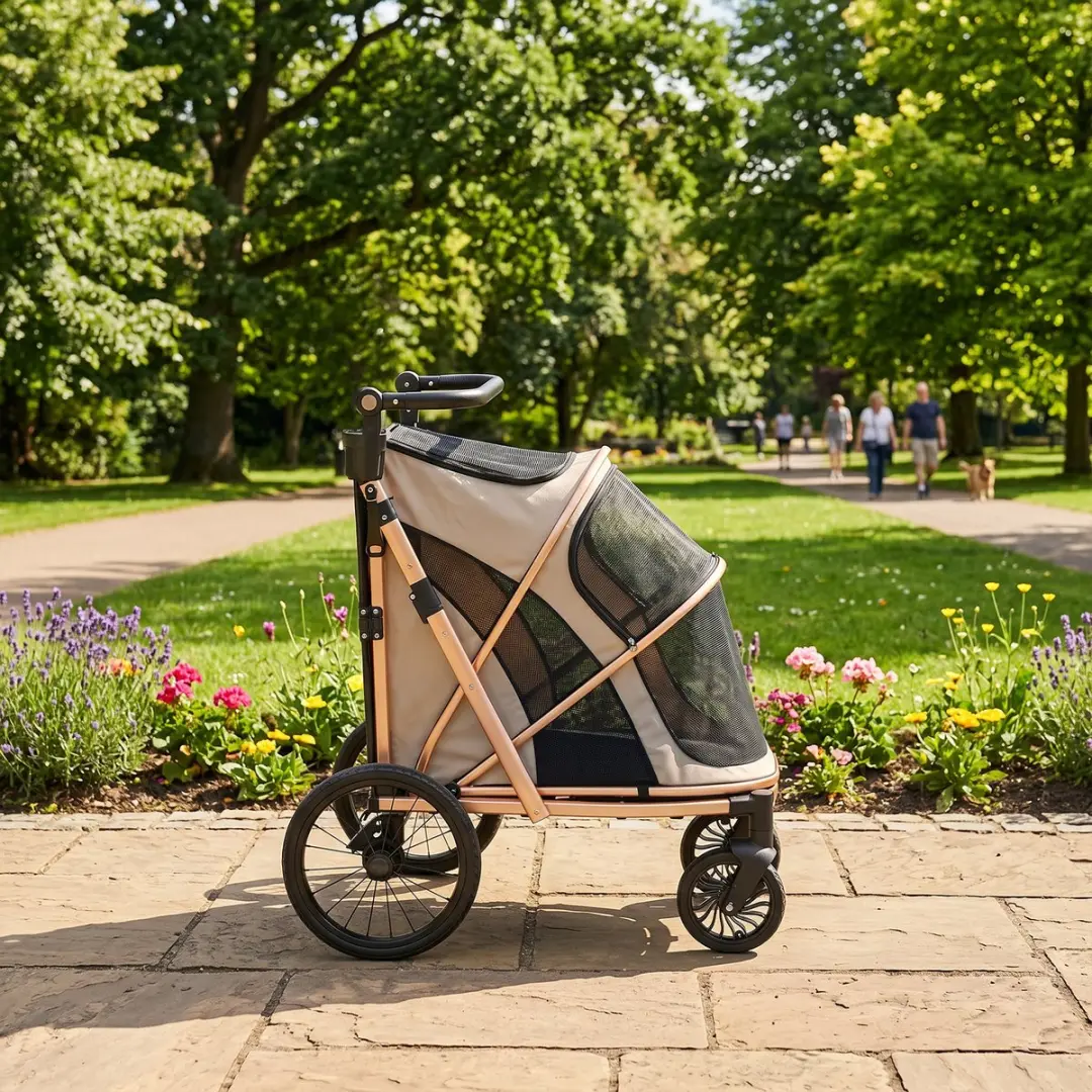 Pawhut Huisdierwagen Aluminium - 94L x 69B x 118H cm - Bruin