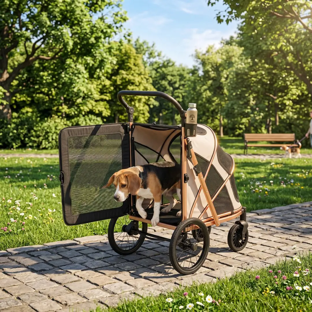 Pawhut Huisdierwagen Aluminium - 94L x 69B x 118H cm - Bruin