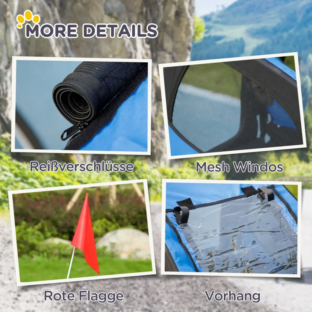Pawhut Hondenaanhanger Fiets Opvouwbaar - Staal - Blauw