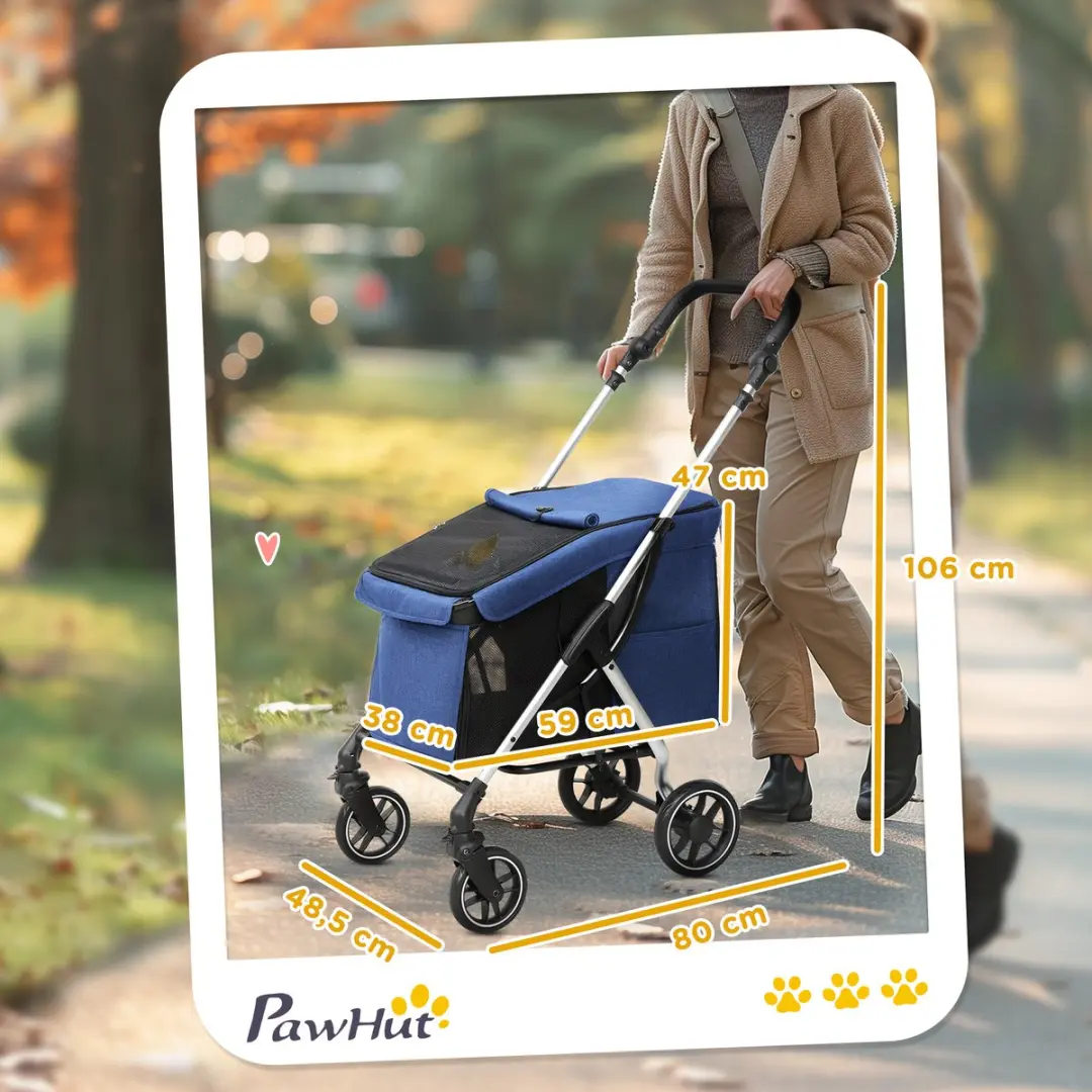 Pawhut Hundewagen - 80L Blauw