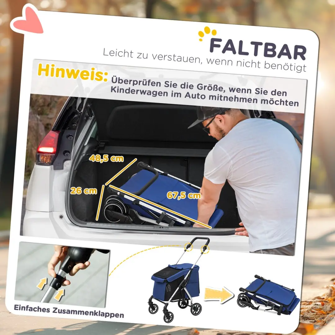 Pawhut Hundewagen - 80L Blauw