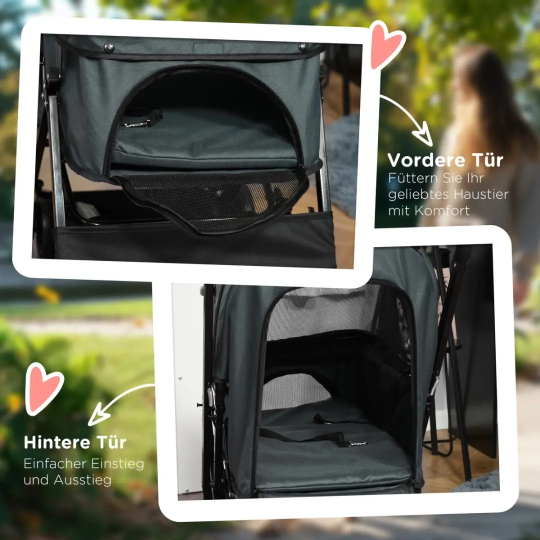 Pawhut Hondenbuggy Donkergrijs - tot 20 kg