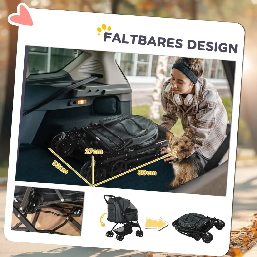 Pawhut Hondenbuggy Donkergrijs - tot 20 kg