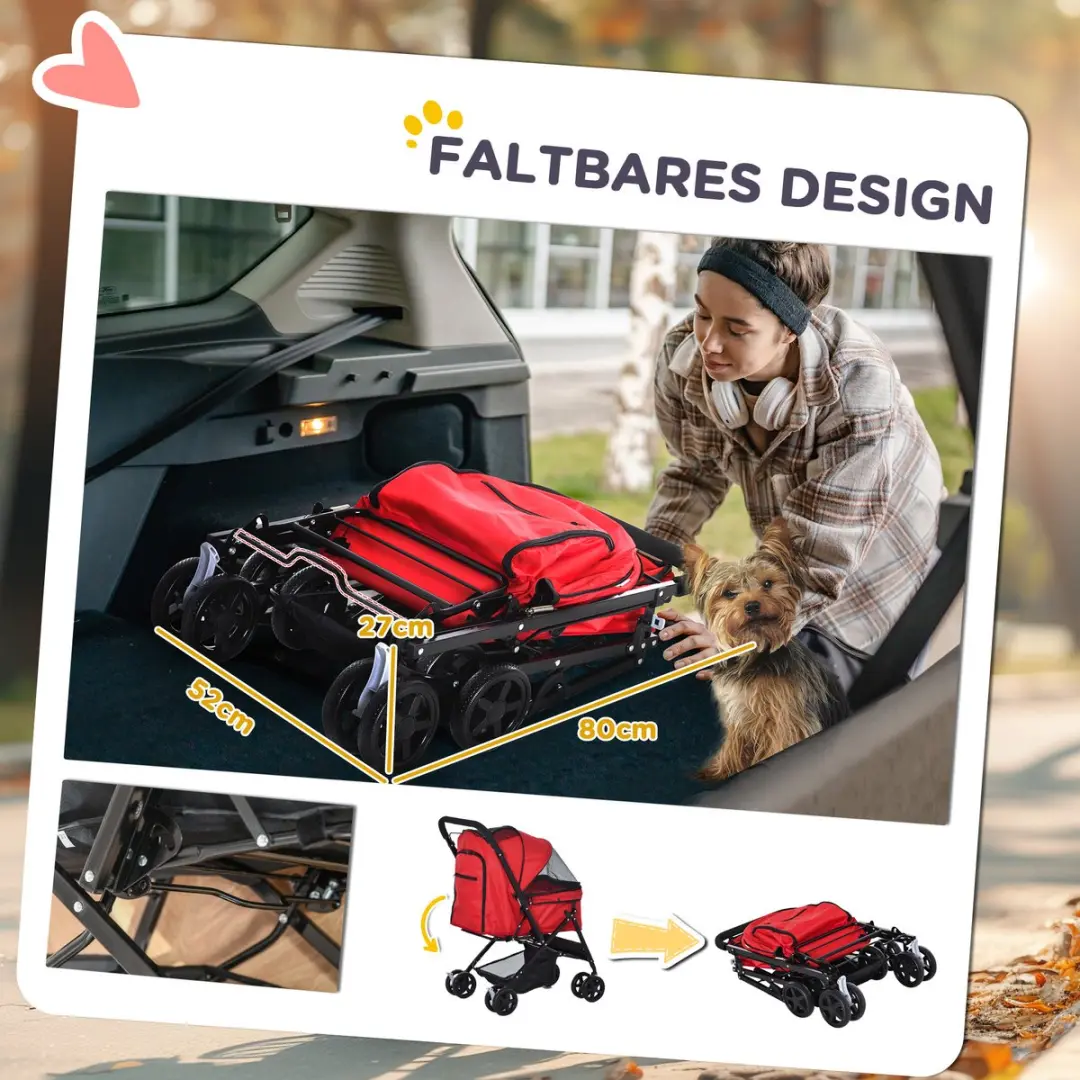 Pawhut Hundebuggy D00-126 - Rood