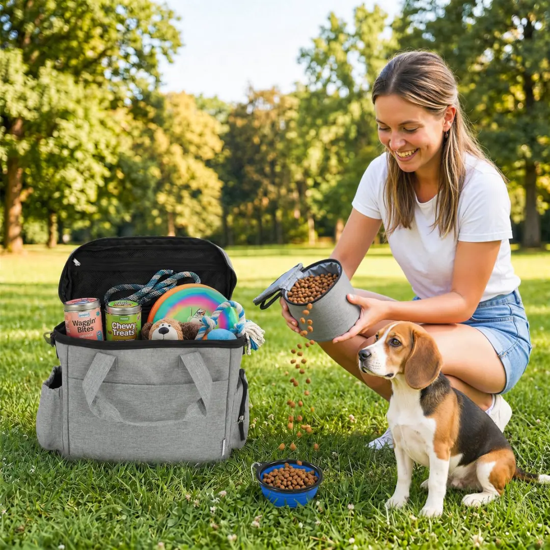 Pawhut Dieren Draagtas 38L - Lichtgrijs