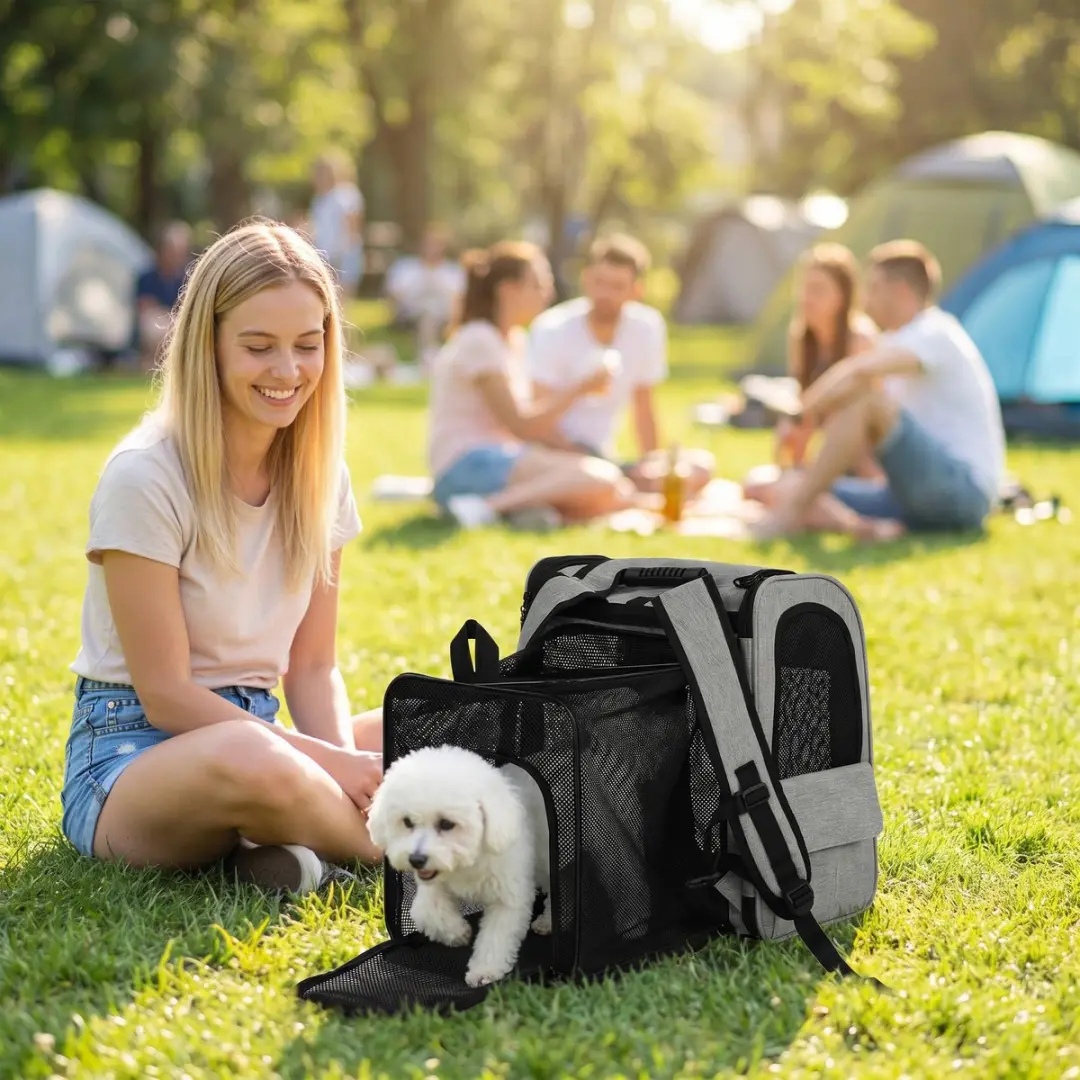 Pawhut Dierentransporttas - 33,5L Lichtgrijs