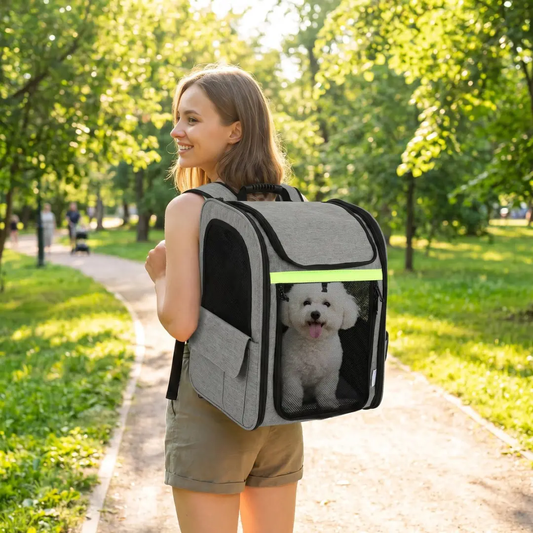 Pawhut Dierentransporttas - 33,5L Lichtgrijs