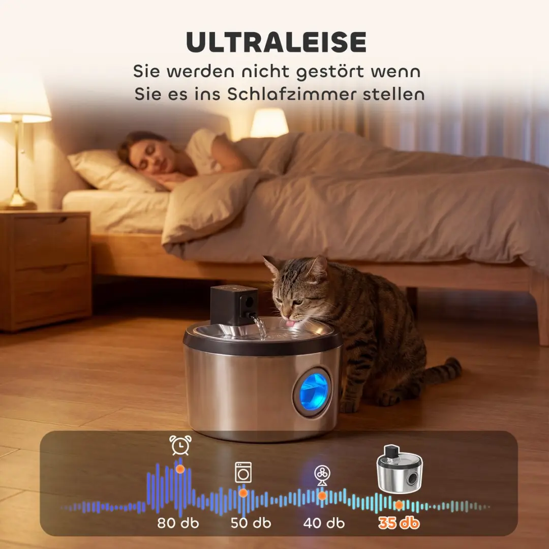 Pawhut Huisdier Waterfontein Roestvrij Staal - 4L - Zilver