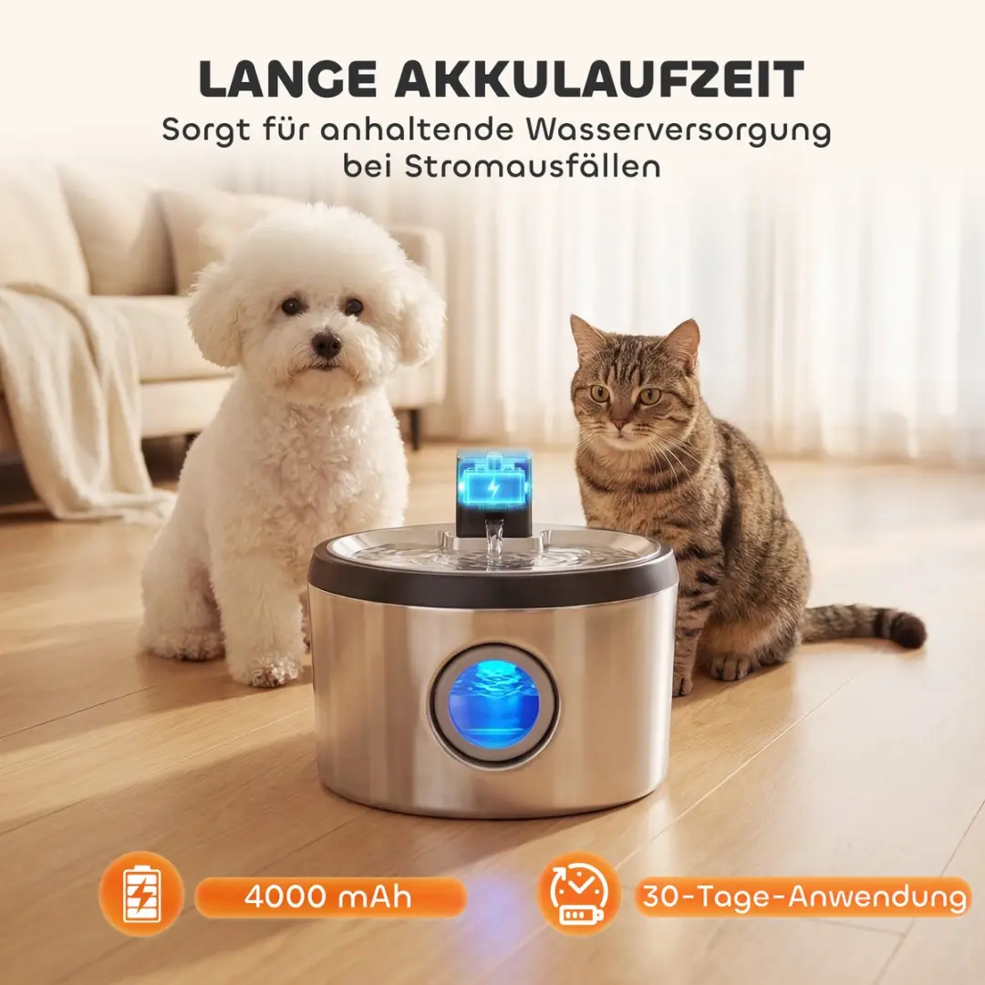Pawhut Huisdier Waterfontein Roestvrij Staal - 4L - Zilver