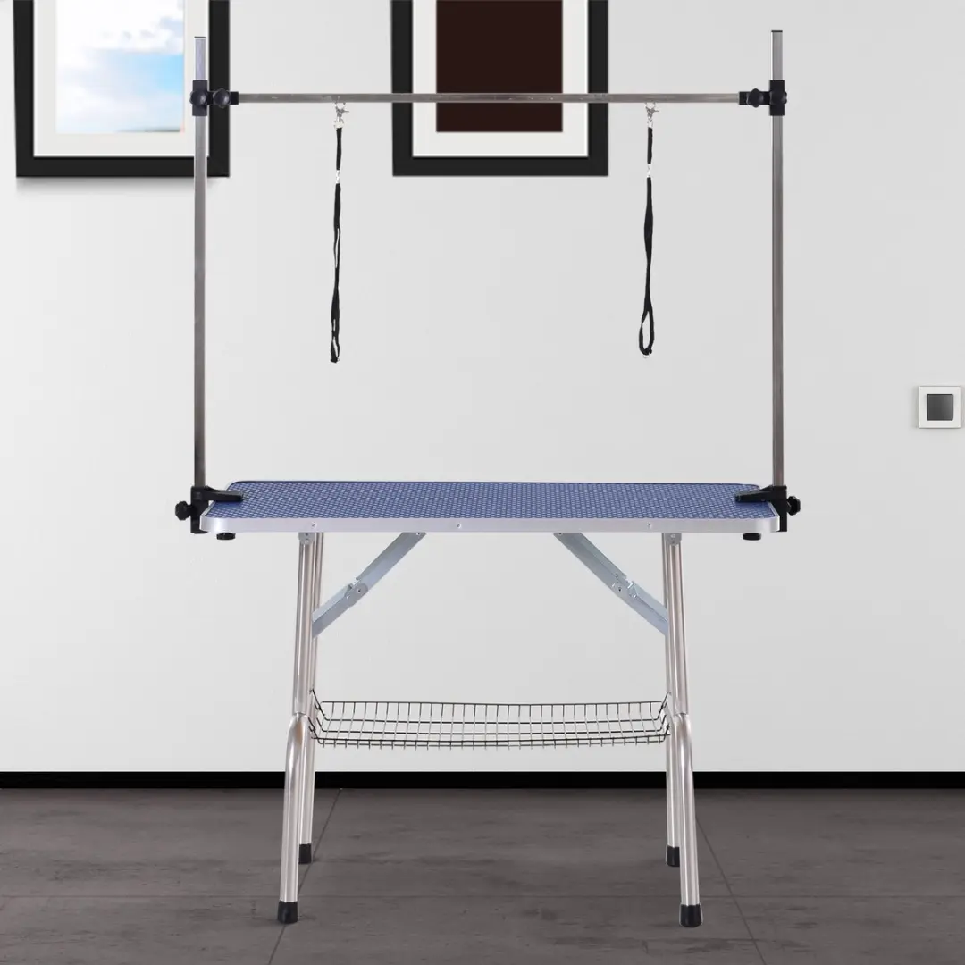 Pawhut Trimmtisch voor Honden - Hoogteverstelbaar - Blauw - 107x60x170cm