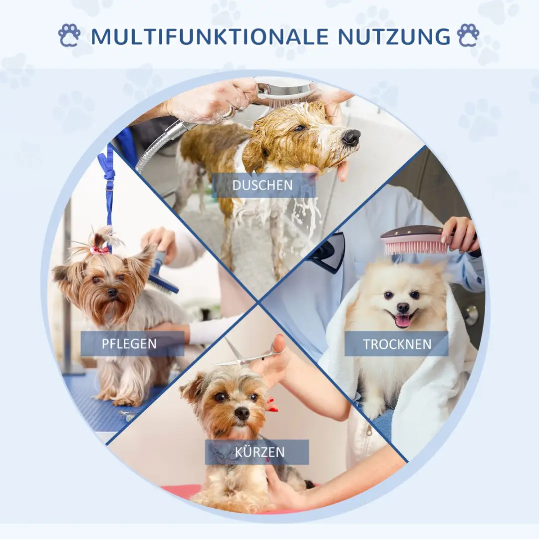Pawhut Trimmtisch voor Honden - Hoogteverstelbaar - Blauw - 107x60x170cm