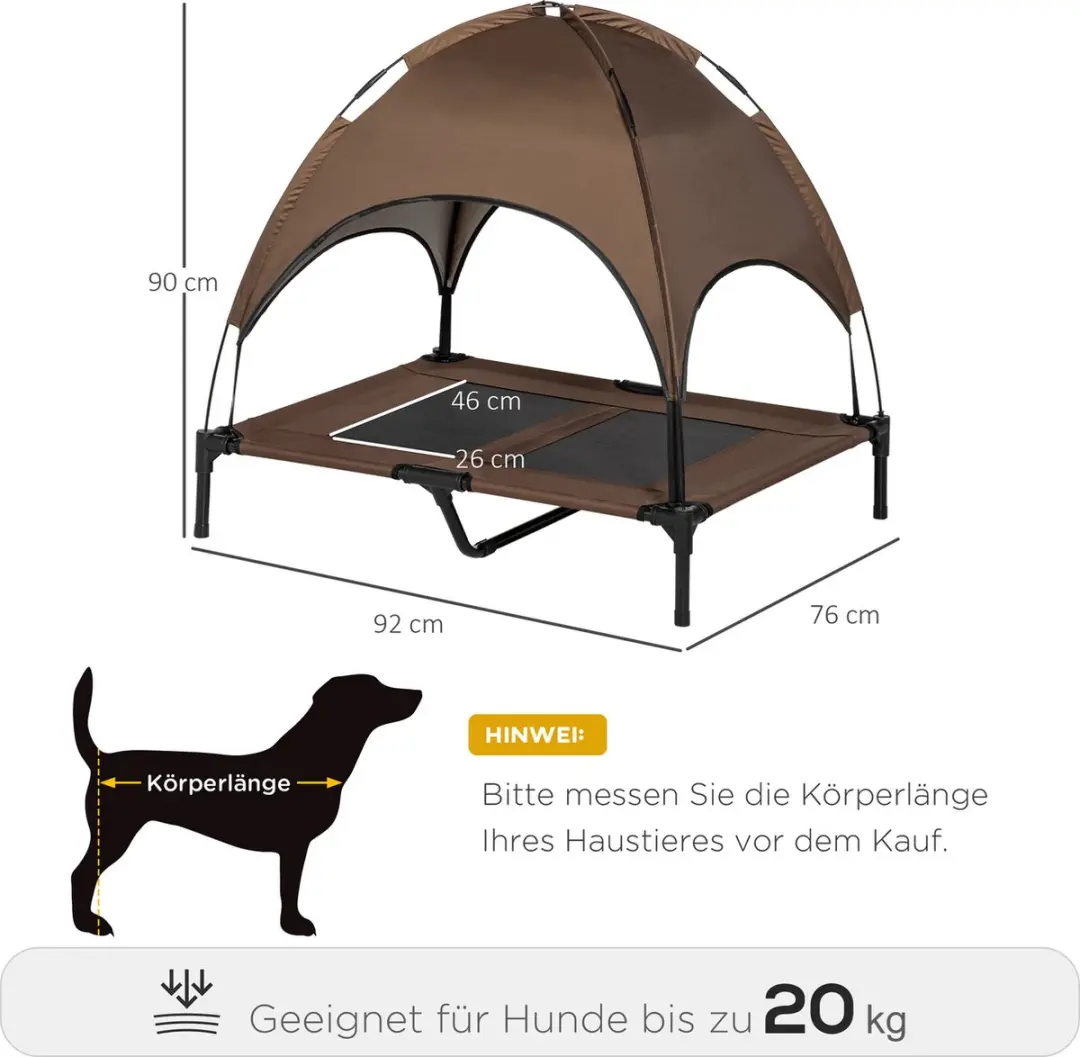 Pawhut Hondenbed met Baldakijn - Koffiebruin