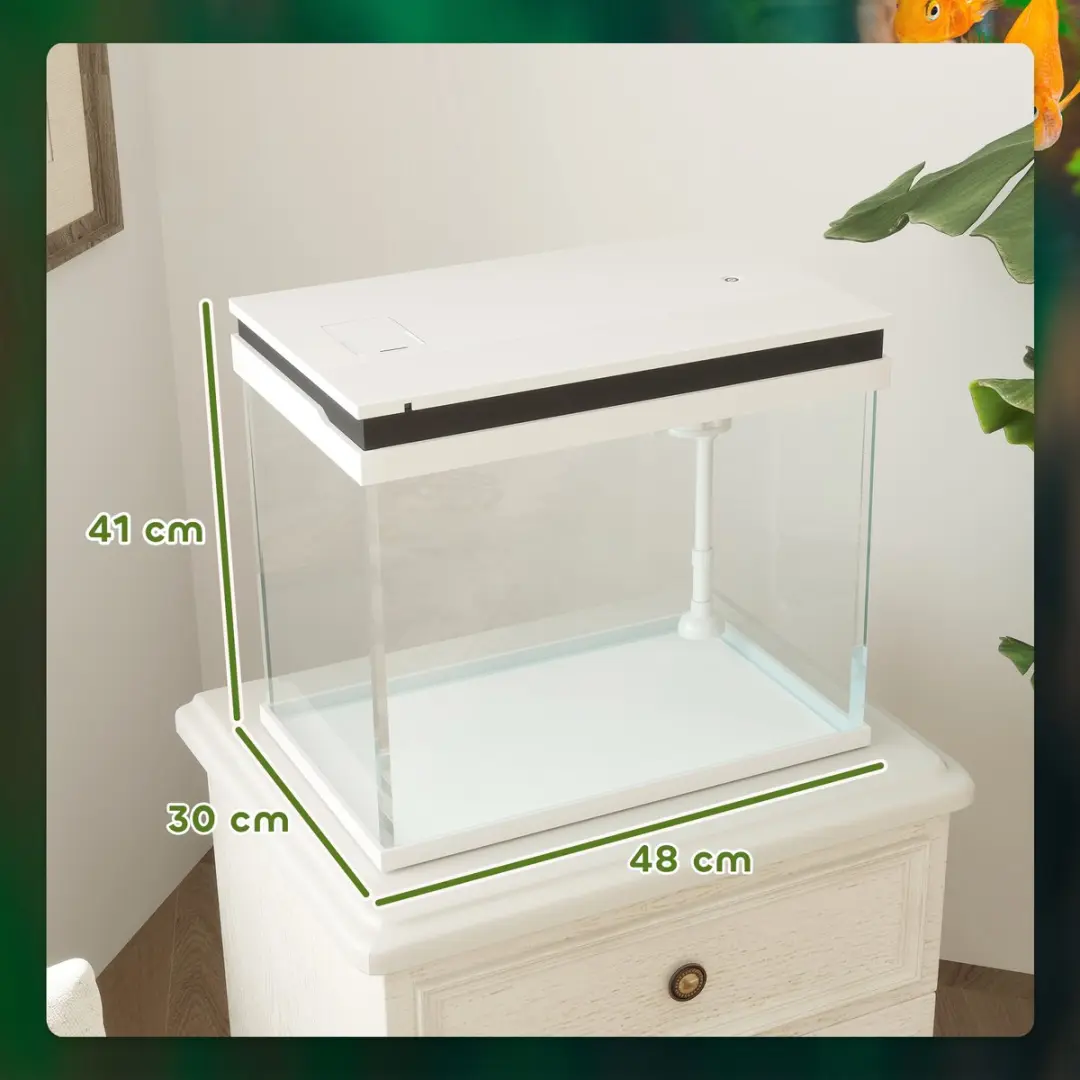 Pawhut Aquarium 41L - Glas met LED & filter - Wit