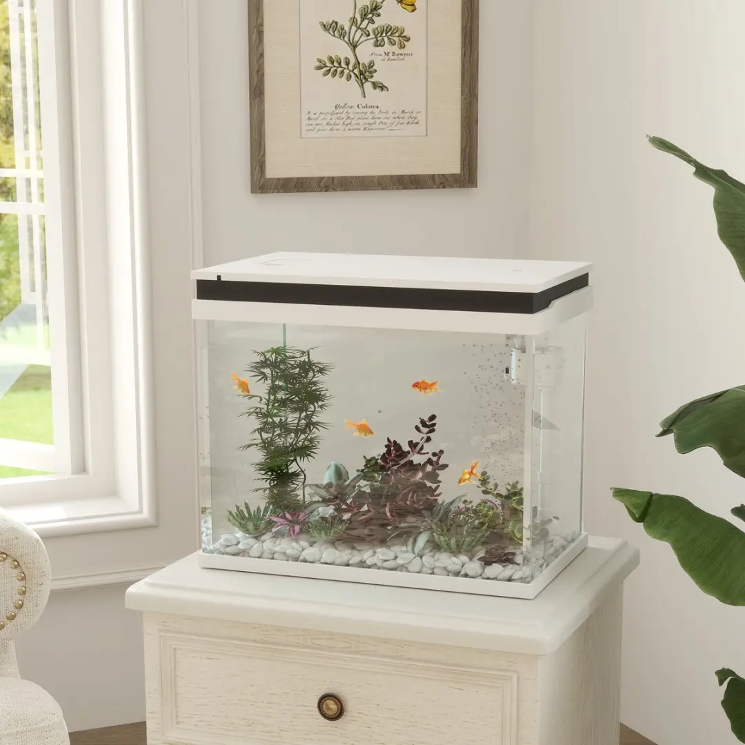 Pawhut Aquarium 41L - Glas met LED & filter - Wit