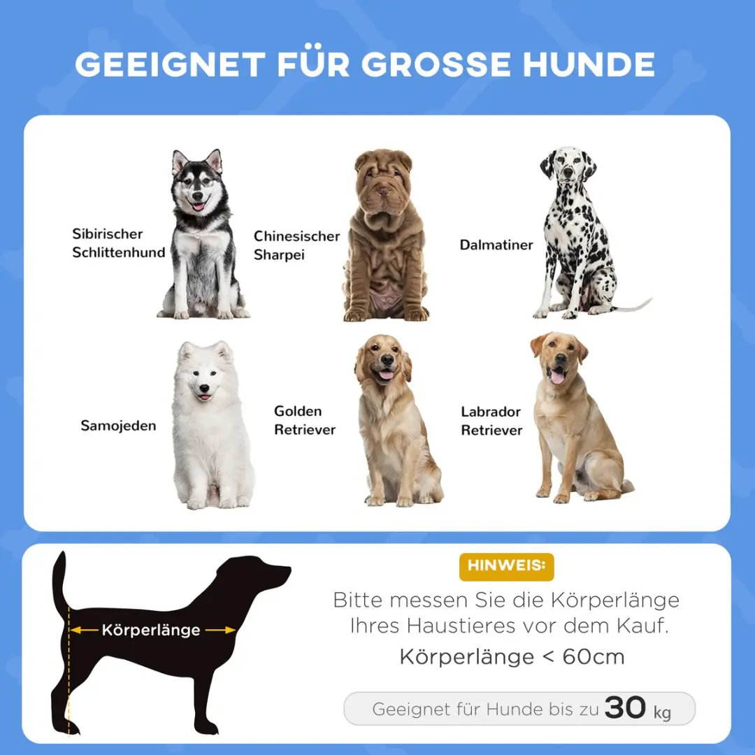 Pawhut Verhoogd Hondenbed met Luifel D04-059-1 - Blauw/Koffie/Zwart - afbeelding 6 van 6