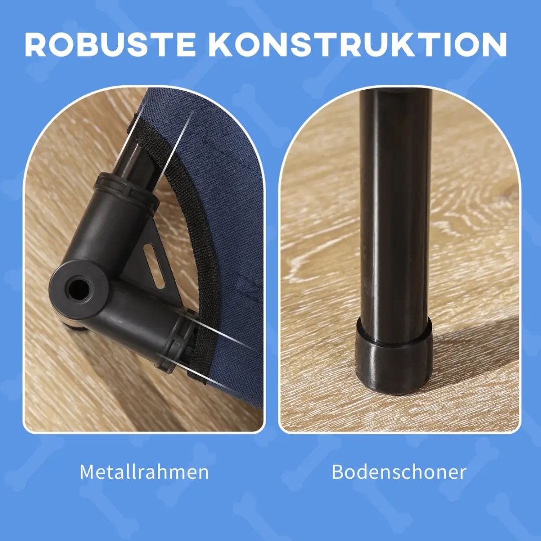 Pawhut Verhoogd Hondenbed met Luifel D04-059-1 - Blauw/Koffie/Zwart