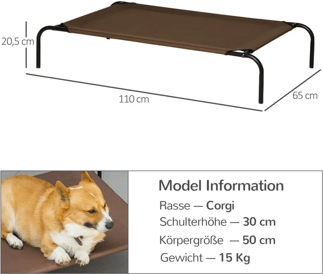 Pawhut Hondenbed Outdoor 110x68cm - Grijs