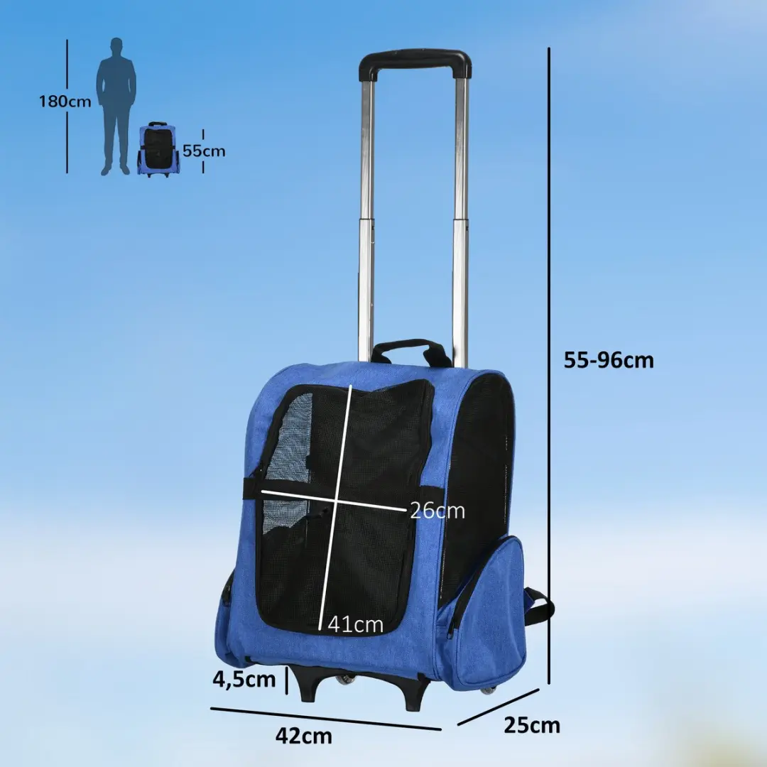 Pawhut Draagtas Huisdier - 42x25x55cm - Blauw