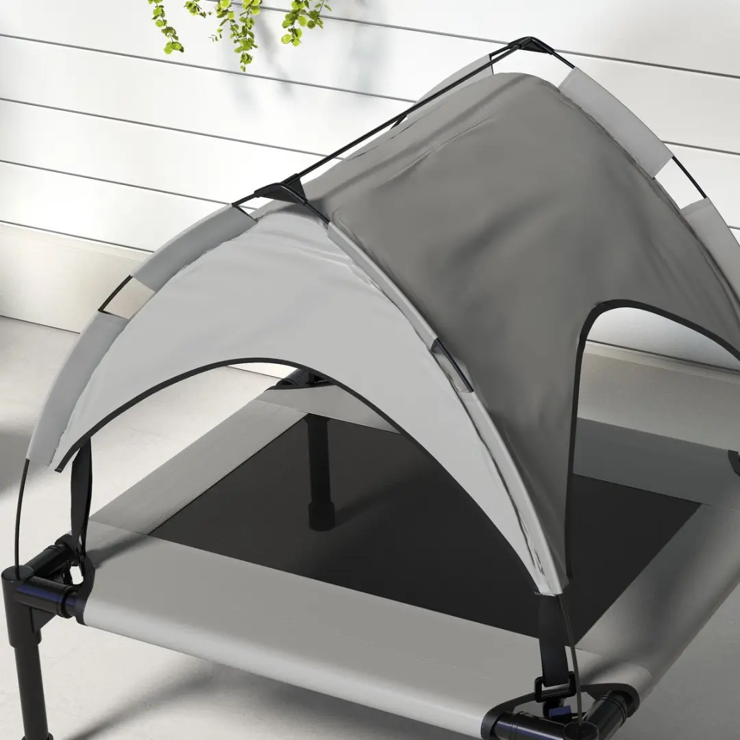 Pawhut Verhoogd Hondenbed 76x61cm - Lichtgrijs