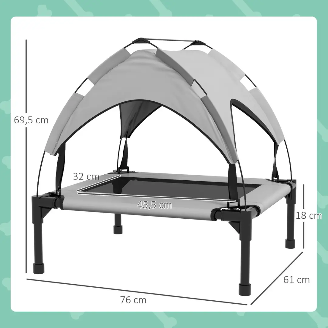 Pawhut Verhoogd Hondenbed 76x61cm - Lichtgrijs