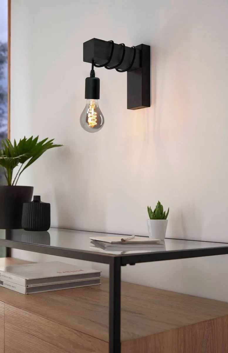 Eglo Townshend Wandlamp E27 - 21,5 cm - Zwart