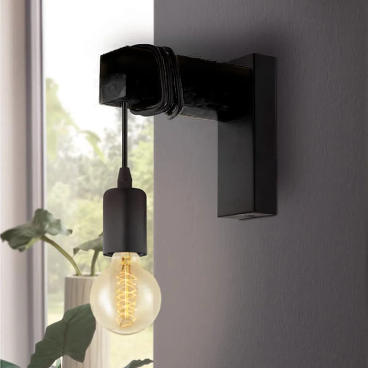 Eglo Townshend Wandlamp E27 - 21,5 cm - Zwart - afbeelding 6 van 6