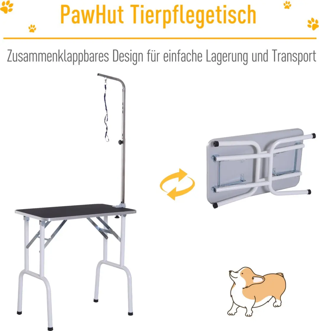 Pawhut Inklapbare Trimtafel voor Honden/Katten - Zwart