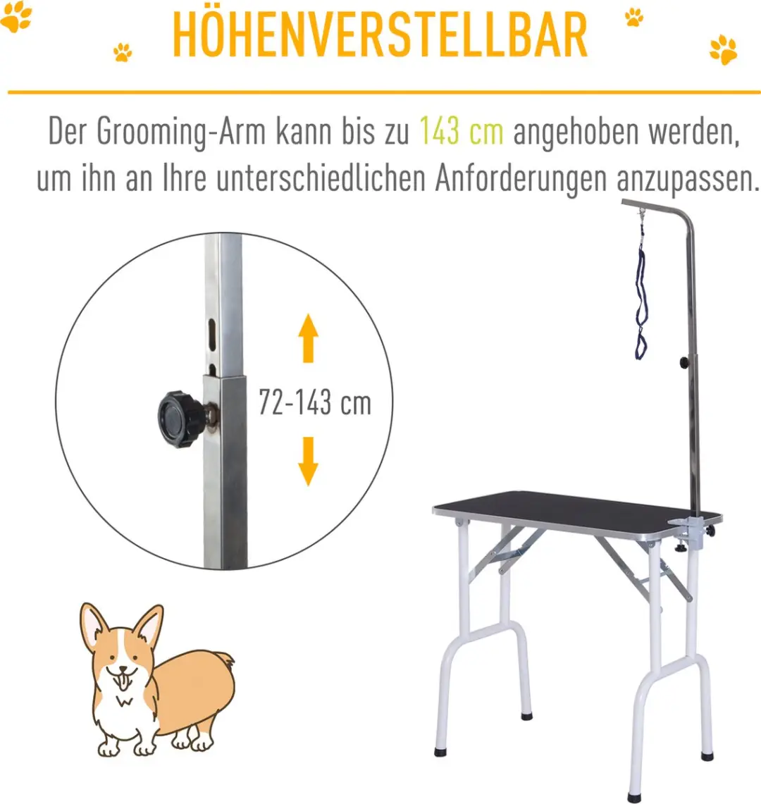 Pawhut Inklapbare Trimtafel voor Honden/Katten - Zwart