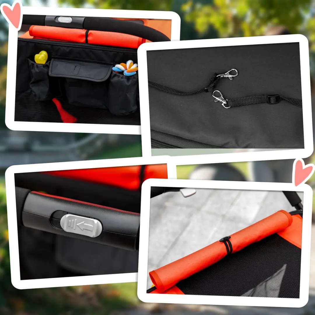 Pawhut Hondenbuggy Foldbaar - Oxfordstof Rood - Incl. Cushion & Tas