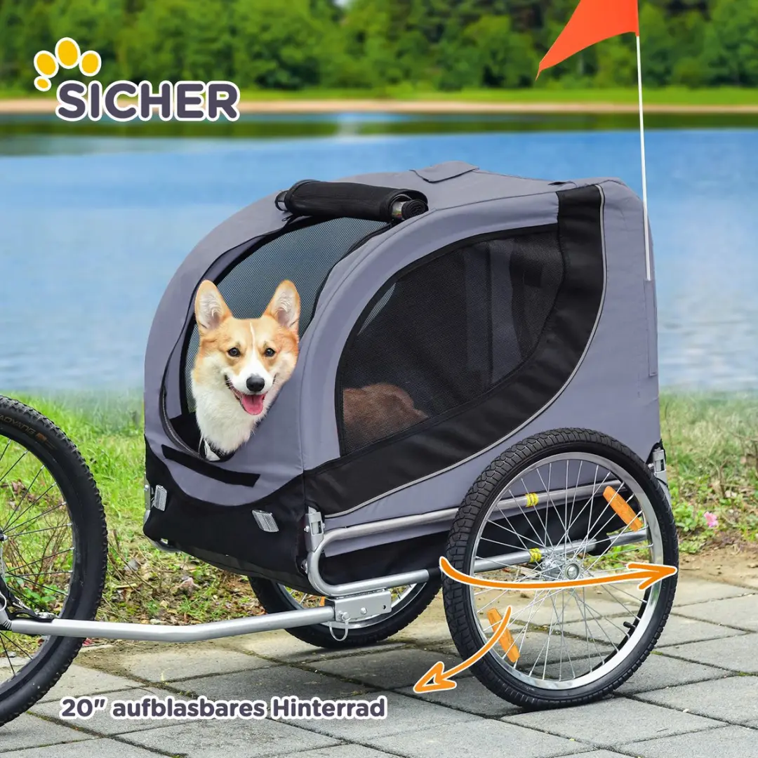 Pawhut Hondenkar Fietskar - D00-050 Grijs