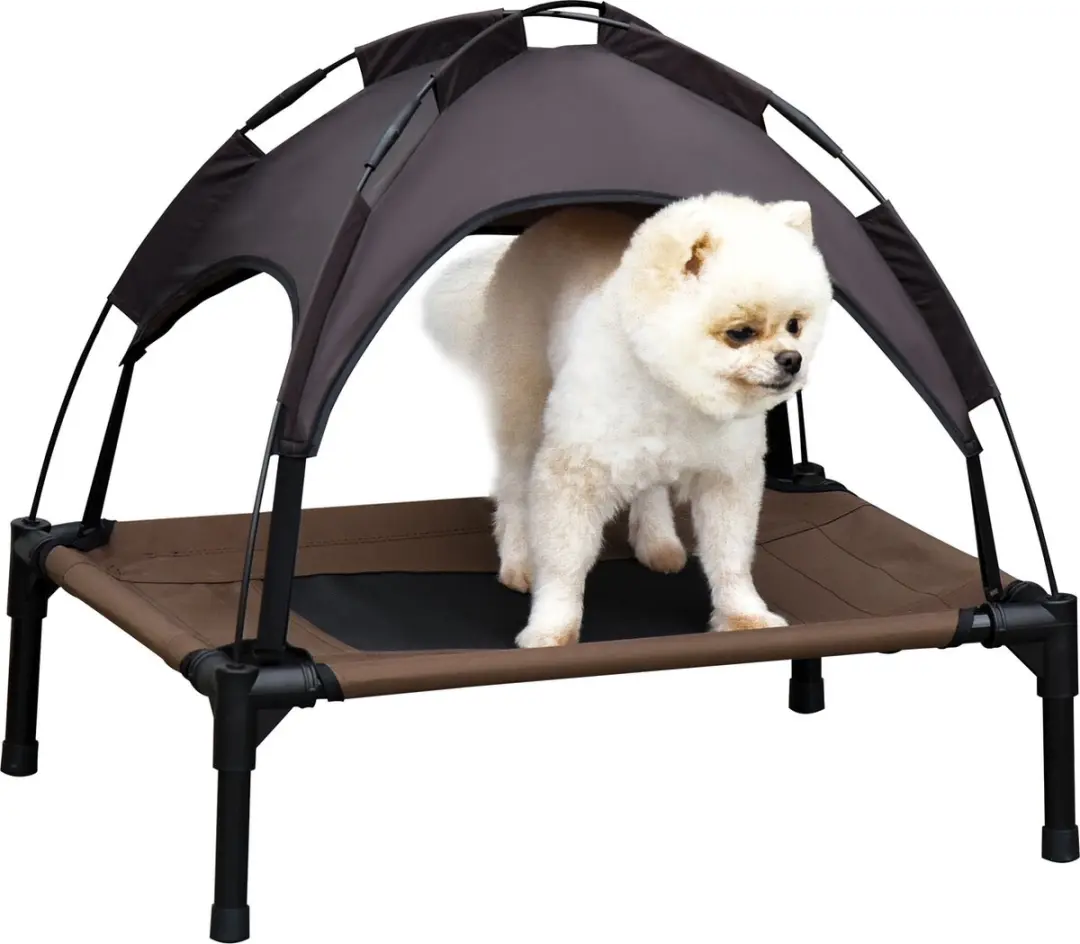 Pawhut Hondenbed D04-057 - Verhoogd met luifel - 1 Stuk - Zwart/Grijs