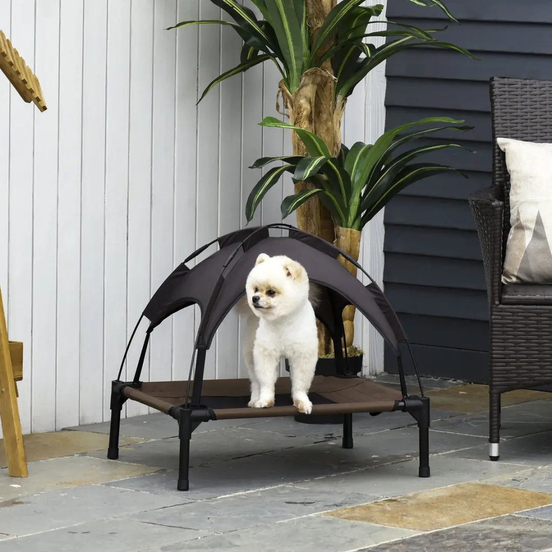 Pawhut Hondenbed D04-057 - Verhoogd met luifel - 1 Stuk - Zwart/Grijs