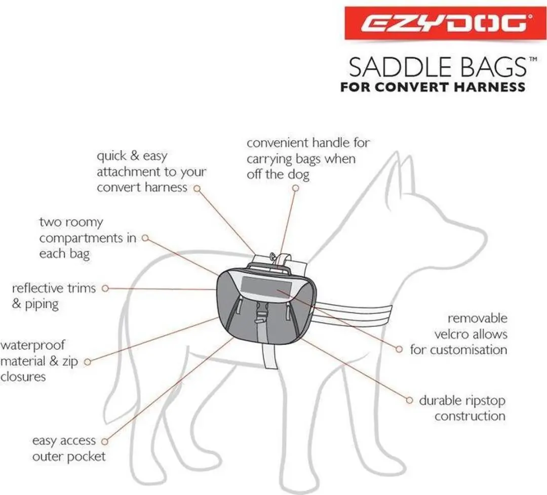 Ezydog Convert Saddele Bags HCSBS - Maat S - Zwart