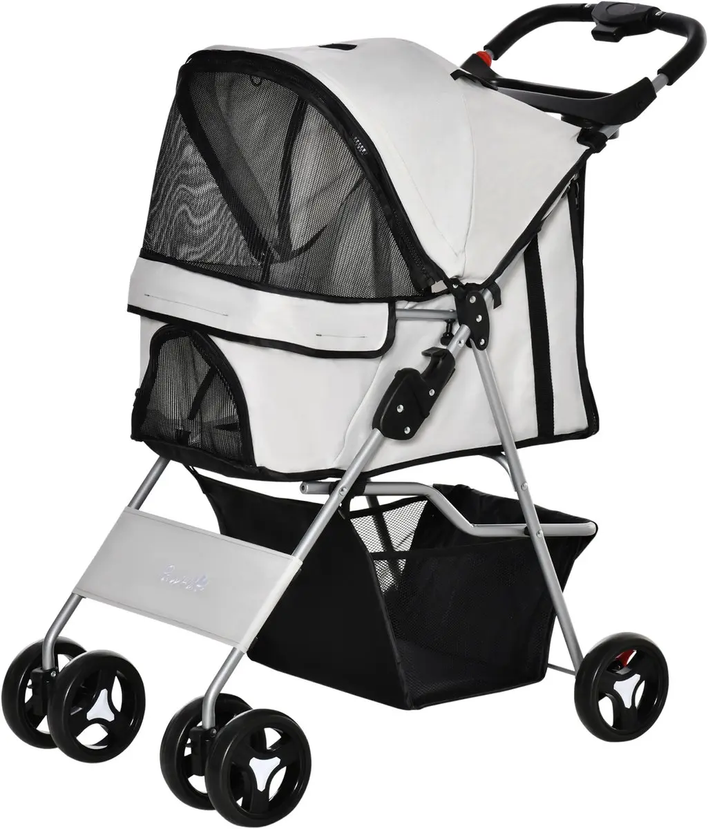 Pawhut Hondenbuggy Staal 77x45x99,5cm Grijs