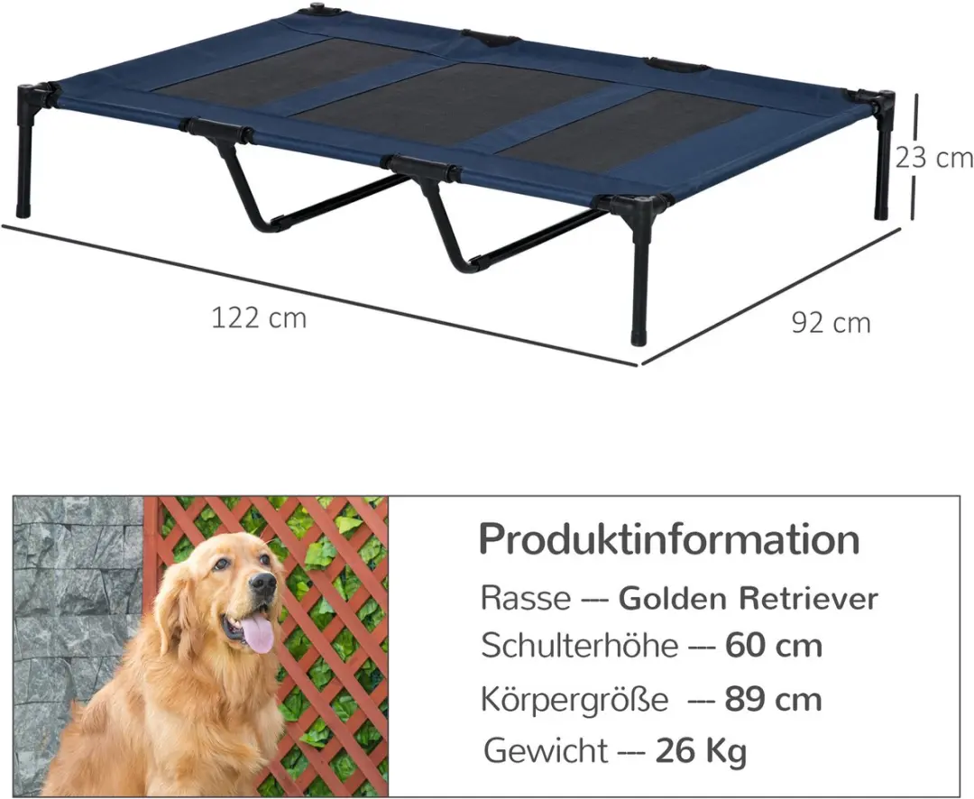 Pawhut Verhoogd Hondenbed - Zwart