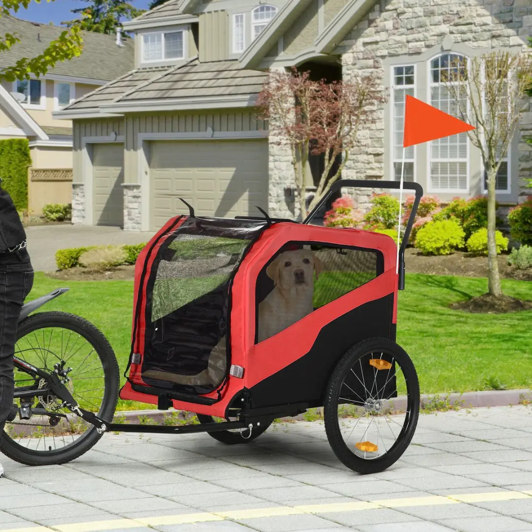Pawhut 2-in-1 Hondenfietswagen - 30 kg - Rood