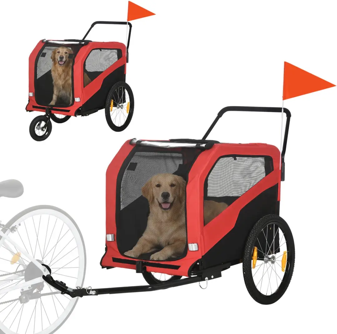 Pawhut 2-in-1 Hondenfietswagen