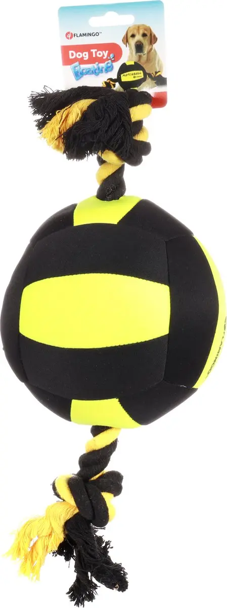 Flamingo Matchball Aqua Hondenbal - 18cm - Zwart/Geel